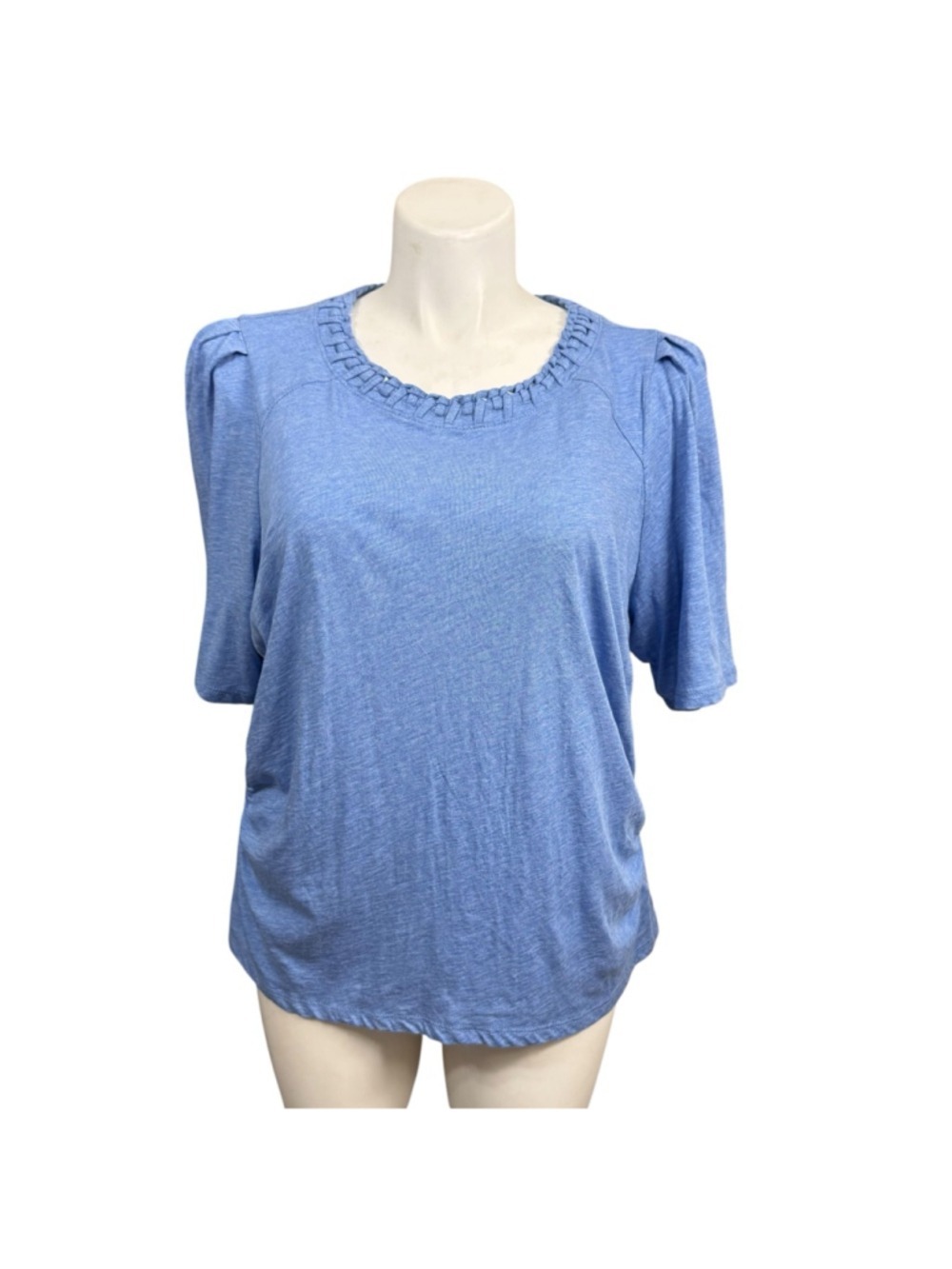 Democracy Blue Ruched Side Knit Top Plus Size 2X Stretch Casual